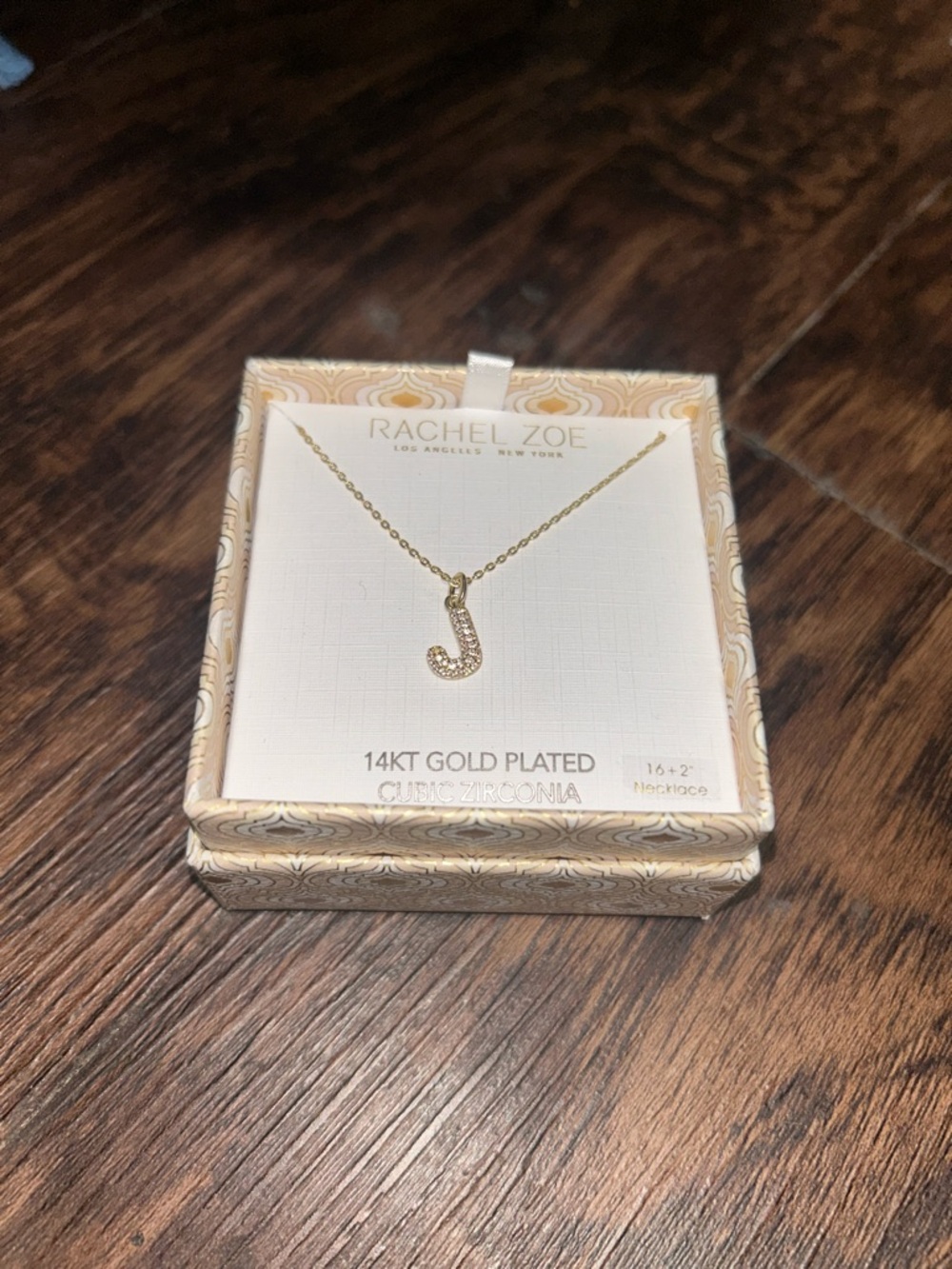 Rachel Zoe 14k Gold-Plated 'J' Initial Necklace with Crystal Pavé Accent